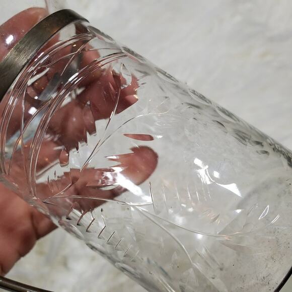 Vintage Etched Syrup Pitcher With Metal Handle - Picture 5 of 8